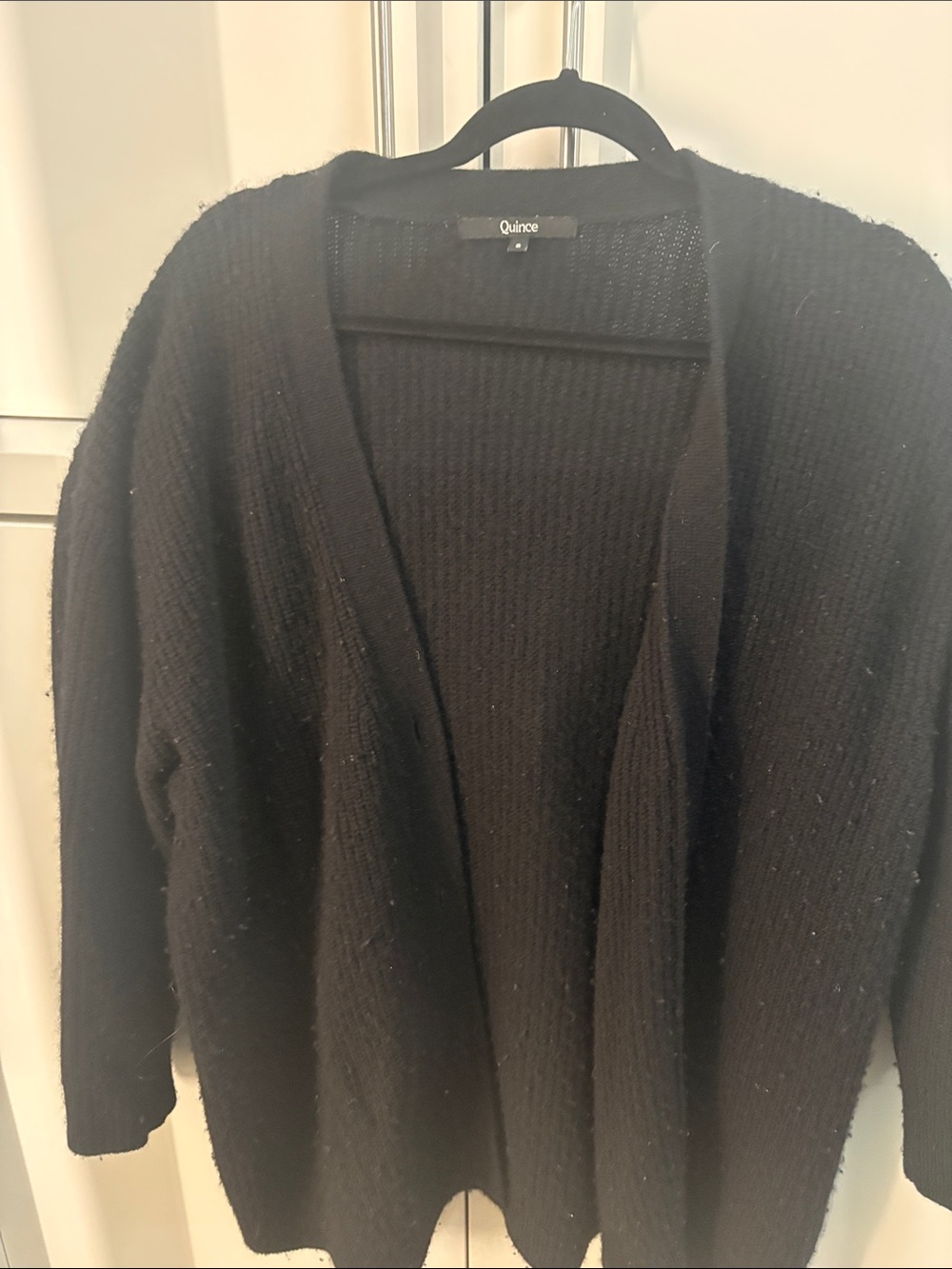 Quince Black Open-Front Knit Cardigan